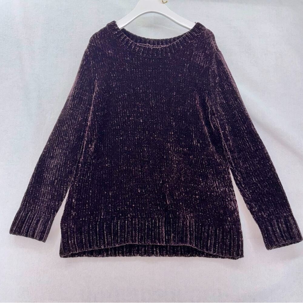 Women’s Orvis Dark Purple Chenille Crewneck Sweater size Small